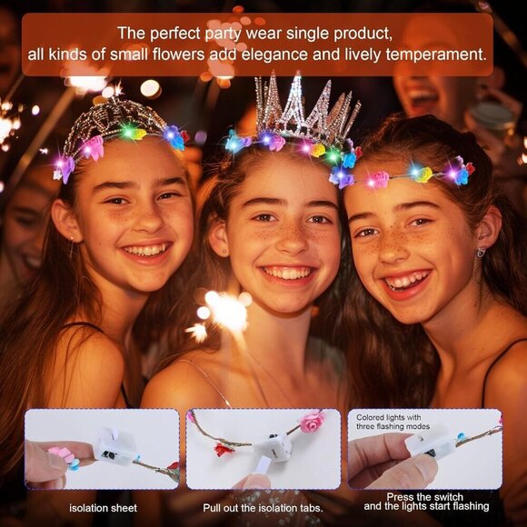 LED Flower Crown Headbands 30pcs Glow Floral Wreaths for Weddings Parties main image 6